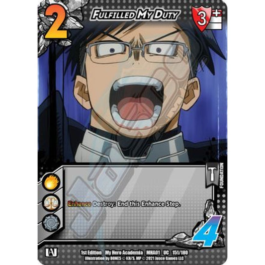 Fulfilled My Duty, 151/180, UC, UniVersus, MHA01 My Hero Academia