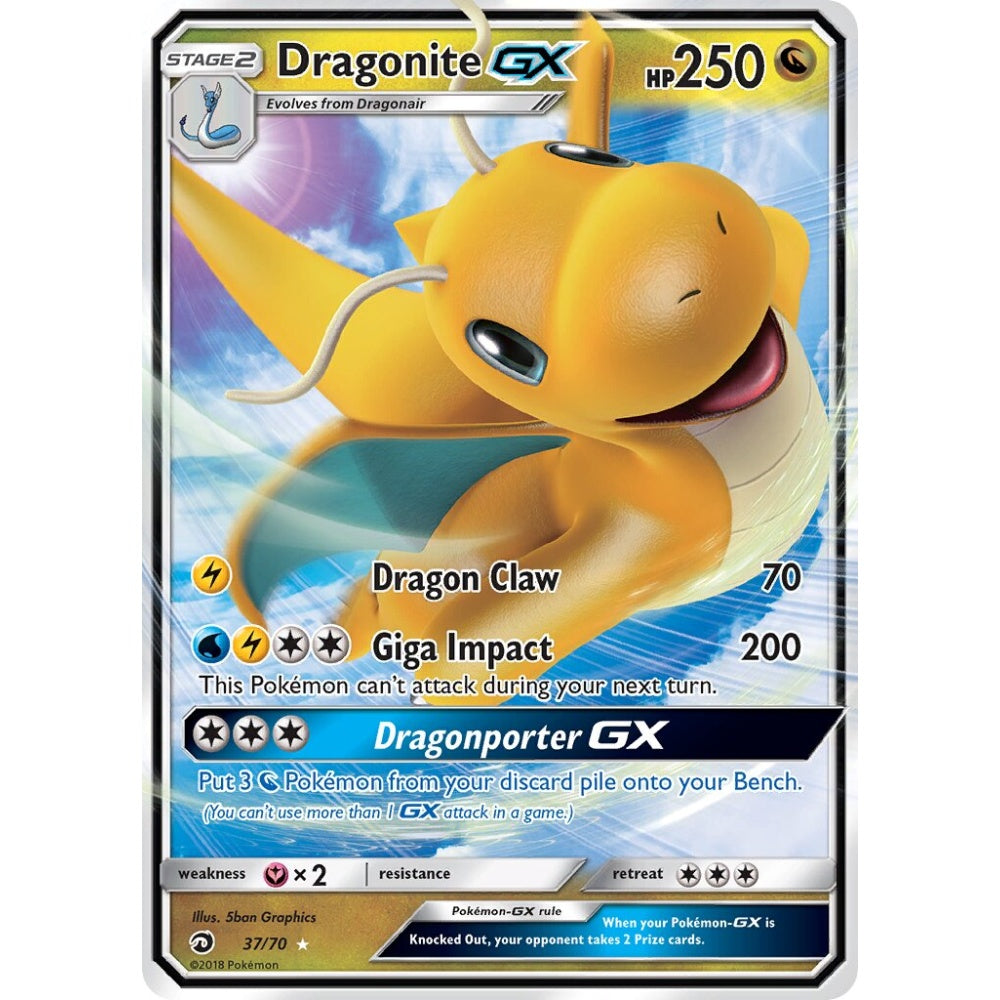 Dragonite-GX Rare Holo GX 37/70 Pokemon Card Game Dragon Majesty