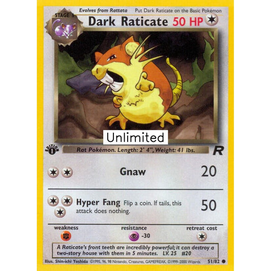 Dark Raticate Common 51/82 Pokemon Card Game Team Rocket