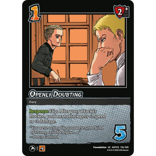 Openly Doubting 116/189 AOT03 Universus Attack on Titan: Apocalypse Foundation UC