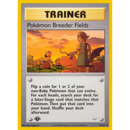 Pokémon Breeder Fields Uncommon 62/64 Pokemon Card Game Neo Revelation