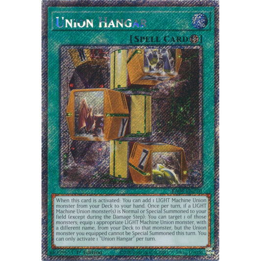 Union Hangar RA04-EN270 QCR Quarter Century Secret Rare Yu-Gi-Oh Quarter Century Stampede in Art