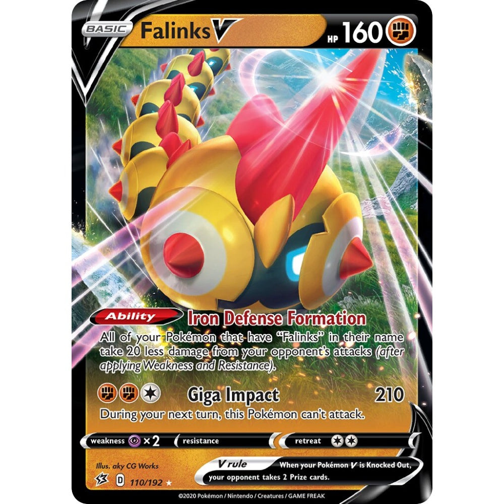 Falinks V Holo Rare V 110/192 Pokemon Card Game Rebel Clash