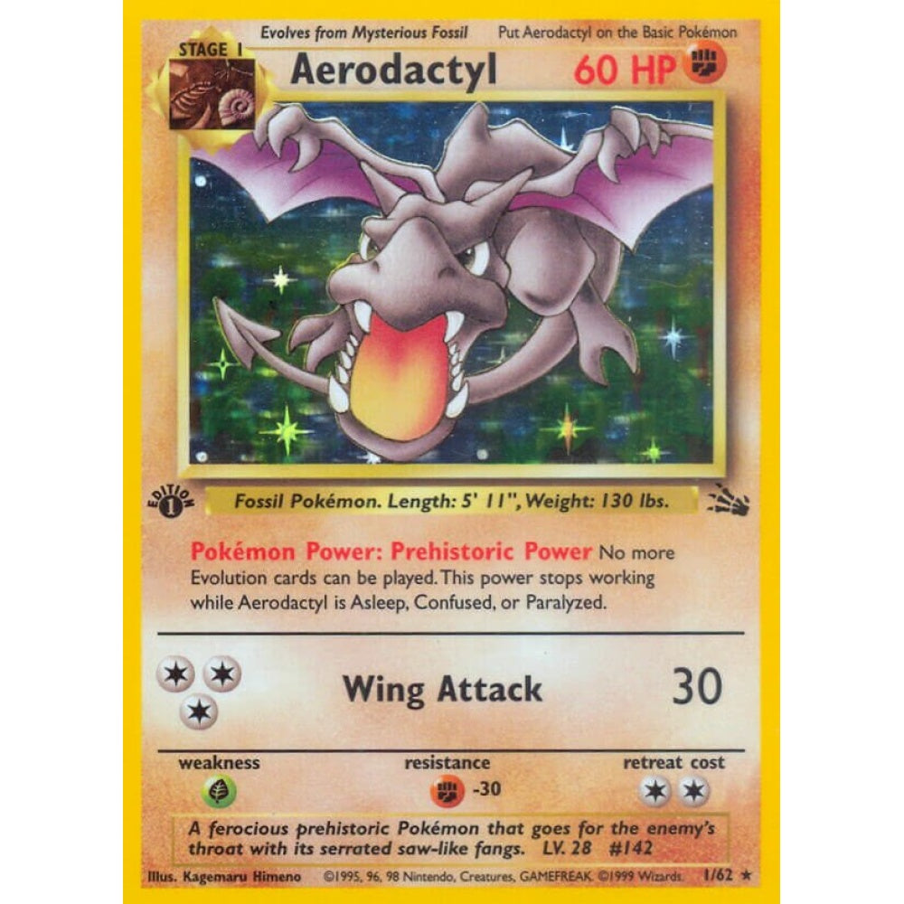 Aerodactyl Rare Holo 1/62 Pokemon Card Game Fossil