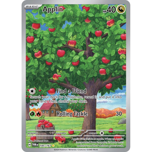 Applin Illustration Rare 185/167 Pokemon Card Game Twilight Masquerade