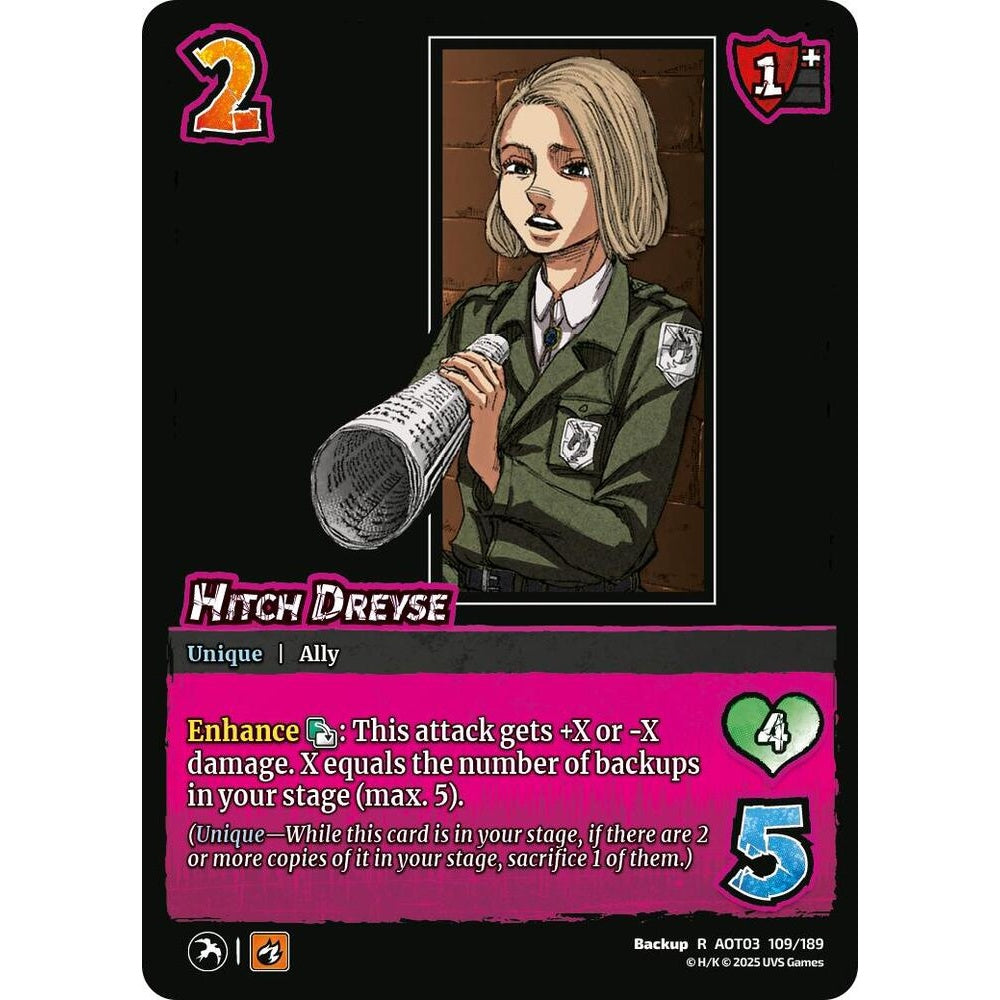 Hitch Dreyse 109/189 AOT03 Universus Attack on Titan: Apocalypse Backup R