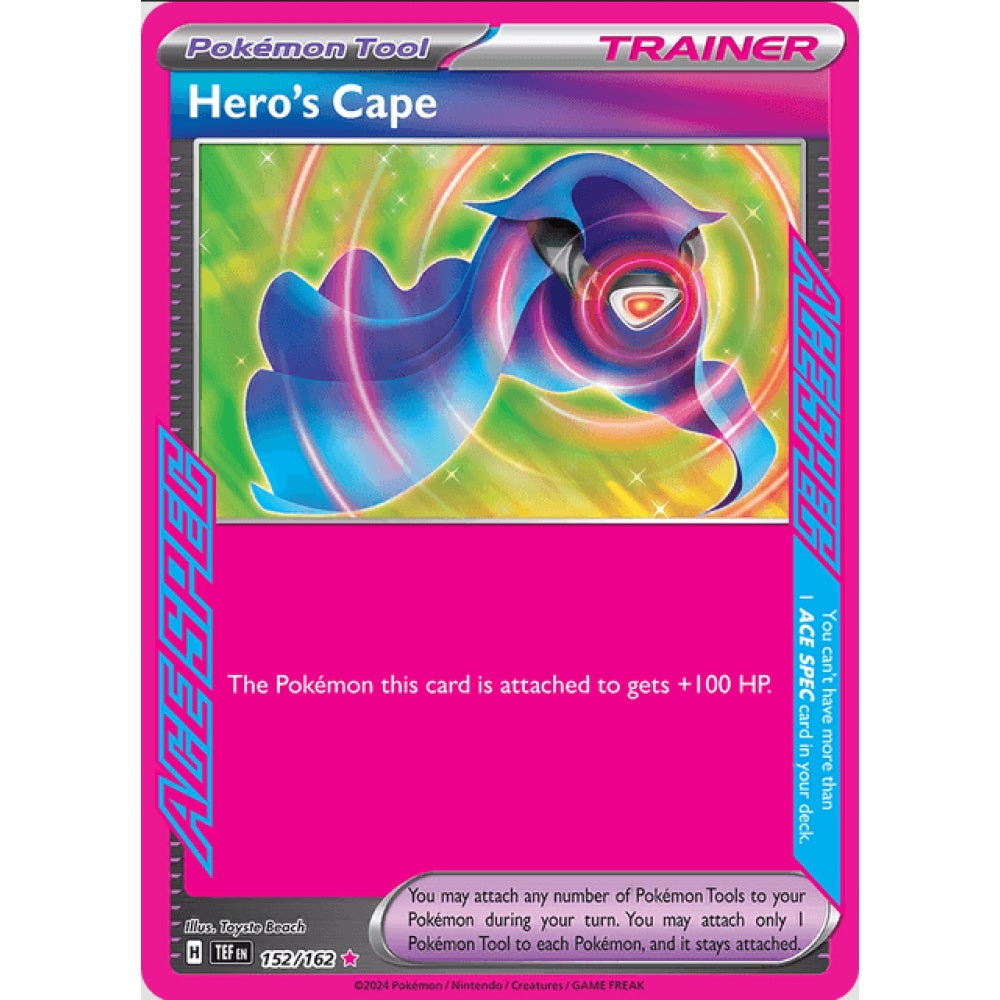Hero's Cape, Ultra Rare, 152/162, Pokemon Card Game, Temporal Forces
