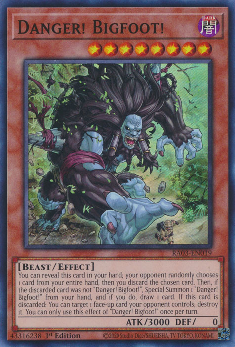 Danger! Bigfoot! RA03-EN019 Platinum Platinum Secret Rare Yu-Gi-Oh Quarter Century Bonanza in Art