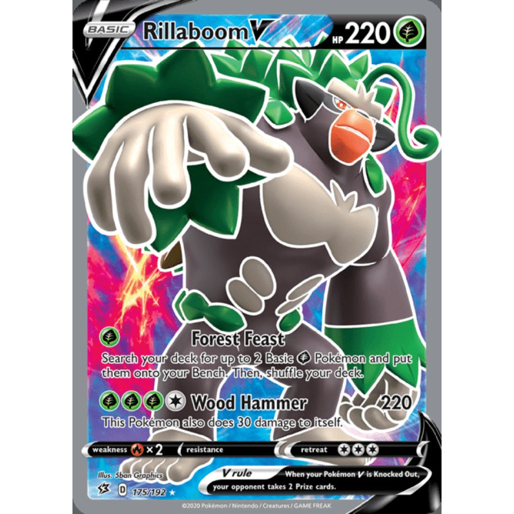 Rillaboom V Full Art 175/192 Pokemon Card Game Rebel Clash