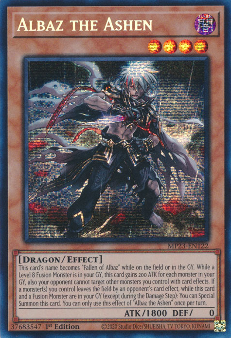 Albaz the Ashen MP23-EN122 Prismatic Prismatic Secret Rare Yu-Gi-Oh 25th Anniversary Tin: Dueling Heroes Mega Pack in Art