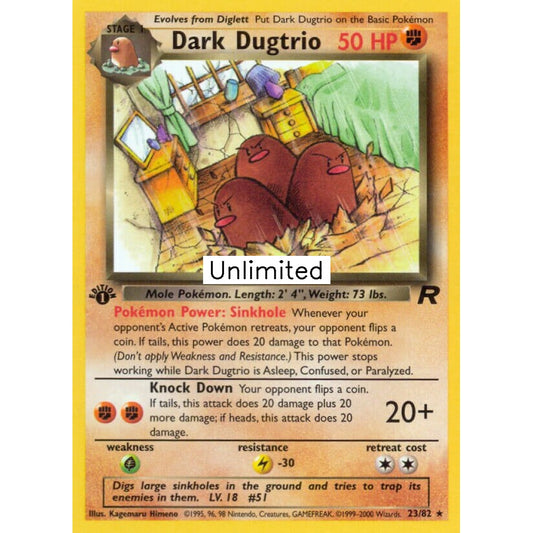 Dark Dugtrio Rare 23/82 Pokemon Card Game Team Rocket