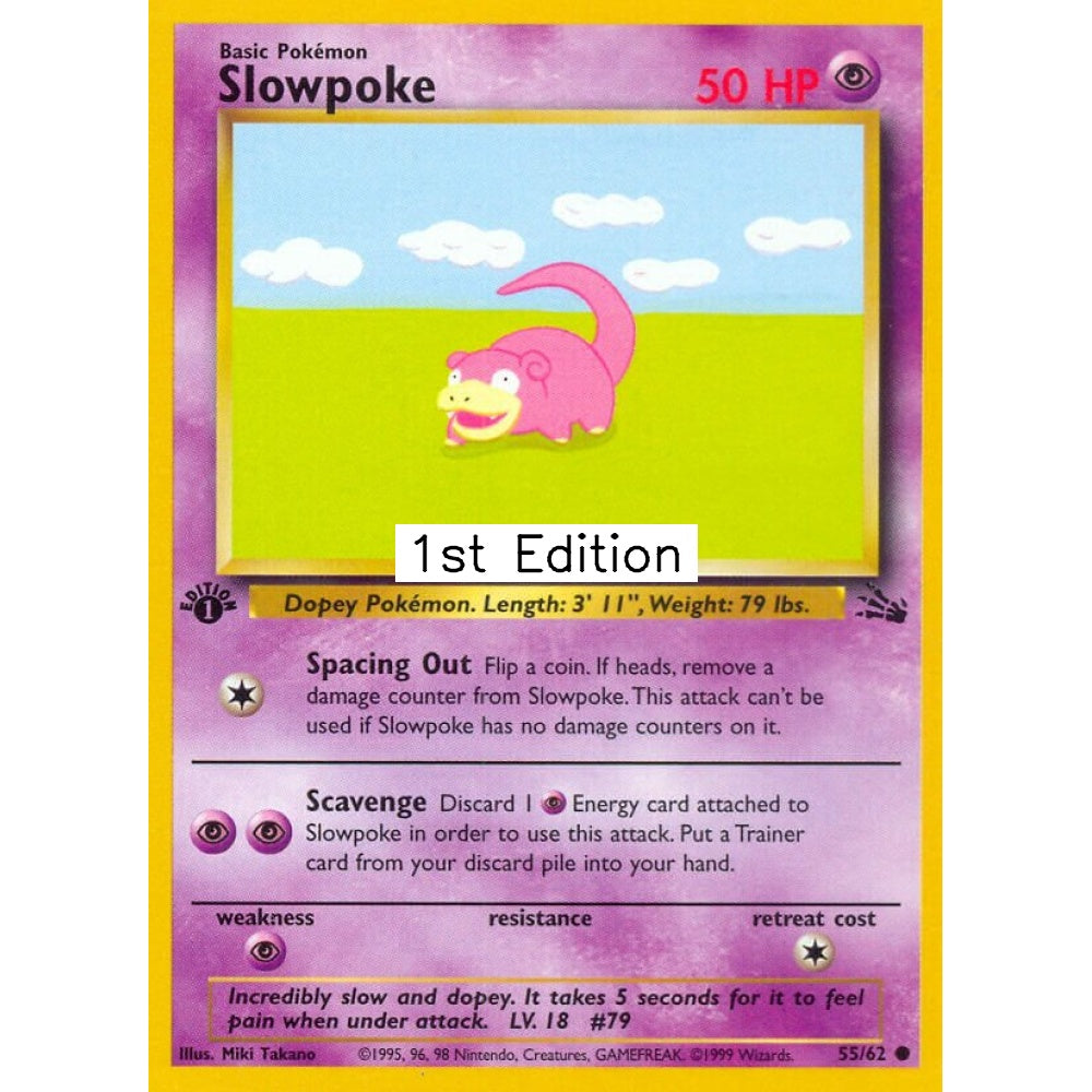 Slowpoke Common 55/62 Pokemon Card Game Fossil
