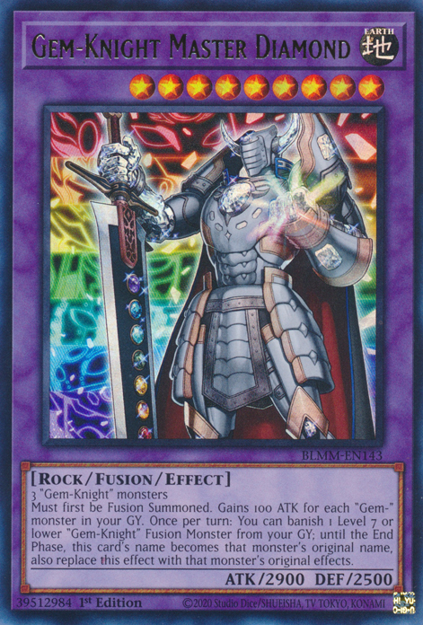 Gem-Knight Master Diamond RA04-EN178 Platinum Platinum Secret Rare Yu-Gi-Oh Quarter Century Stampede in Art
