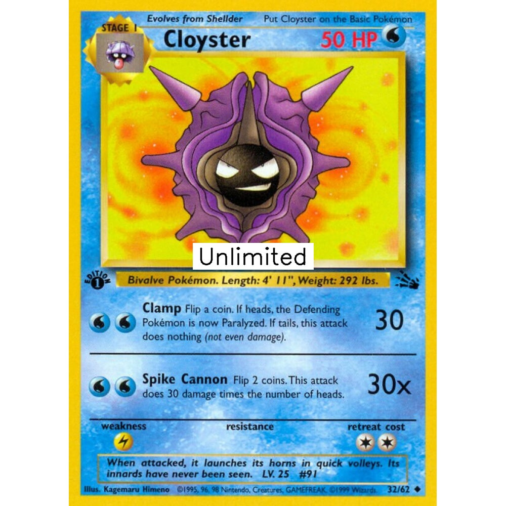 Cloyster Uncommon 32/62 Pokemon Card Game Fossil
