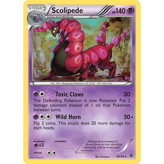 Scolipede Rare 40/98 Pokemon Card Game Emerging Powers