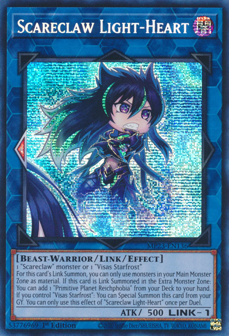 Scareclaw Light-Heart MP23-EN136 Prismatic Prismatic Secret Rare Yu-Gi-Oh 25th Anniversary Tin: Dueling Heroes Mega Pack in Art