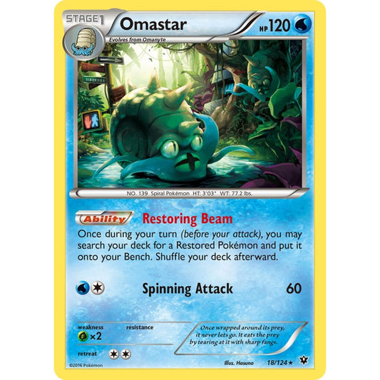 Omastar Rare 18/124 Pokemon Card Game Fates Collide