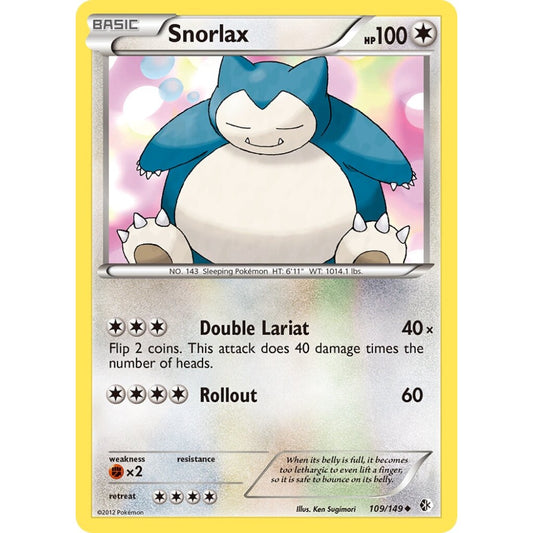 Snorlax Uncommon 109/149 Pokemon Card Game Boundaries Crossed
