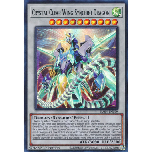 Crystal Clear Wing Synchro Dragon RA04-EN059 Ultimate Ultimate Rare Yu-Gi-Oh Quarter Century Stampede in Art
