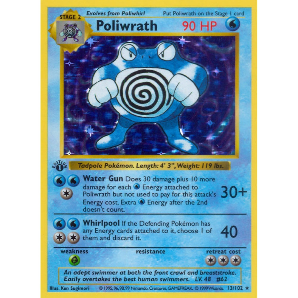 Poliwrath Holo Rare 13/102 Pokemon Card Game Base Set