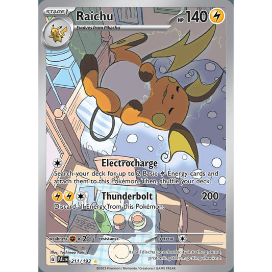 Raichu Illustration Rare 211/193 Pokemon Card Game Paldea Evolved