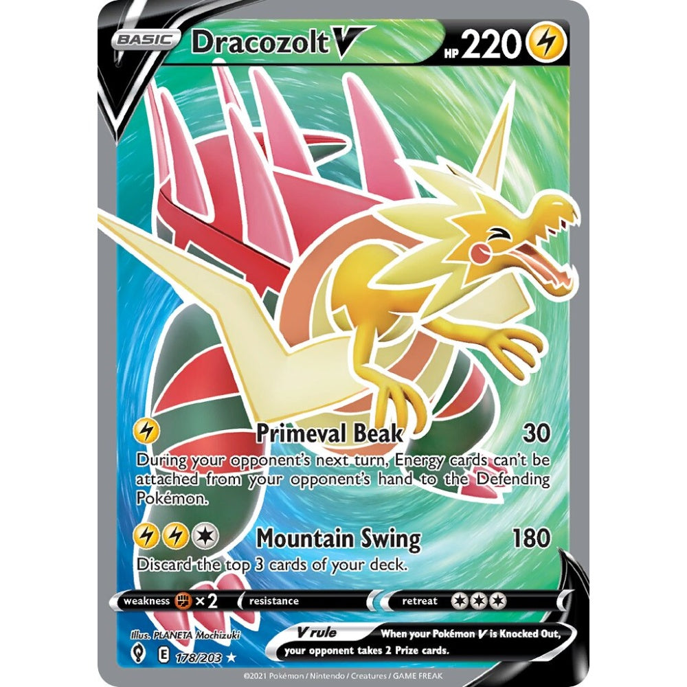 Dracozolt V Rare Ultra 178/203 Pokemon Card Game Evolving Skies