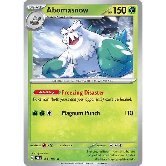 Abomasnow Rare 011/193 Pokemon Card Game Paldea Evolved