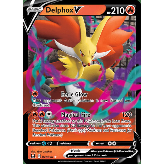 Delphox V Double Rare 027/196 Pokemon Card Game Lost Origins