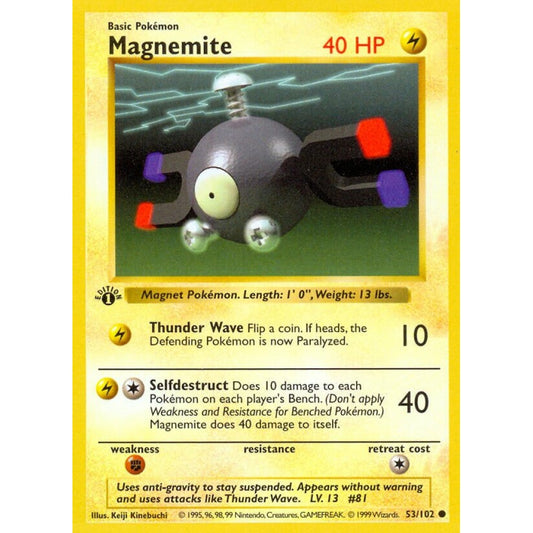 Magnemite Common 53/102 Pokemon Card Game Base Set