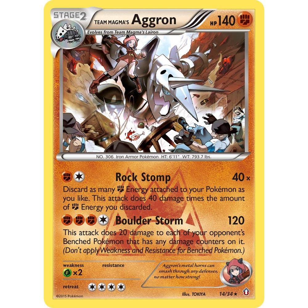 Team Magma's Aggron Rare Holo 14/34 Pokemon Card Game Double Crisis