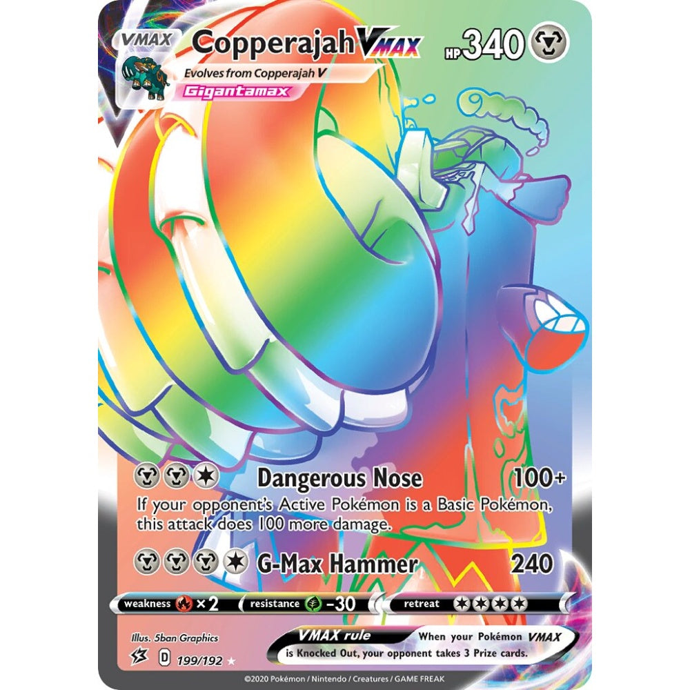 Copperajah VMAX Rare Rainbow 199/192 Pokemon Card Game Rebel Clash