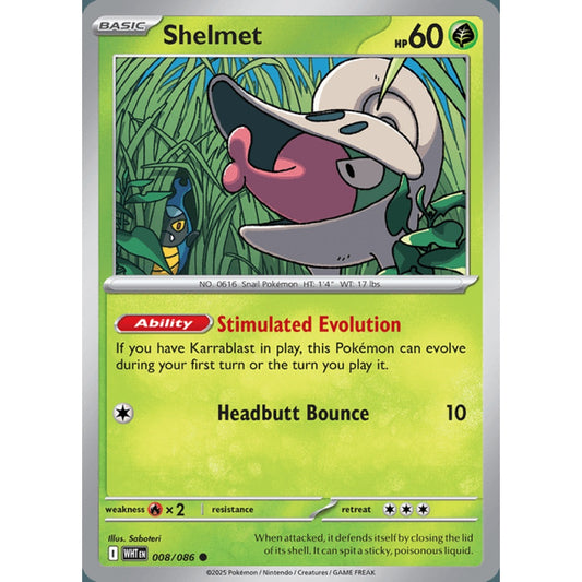 Shelmet Common 8/086 Pokemon Card Game White Flare