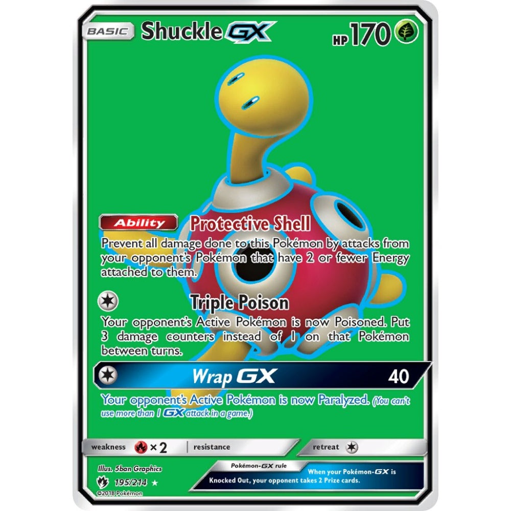 Shuckle-GX Rare Ultra 195/214 Pokemon Card Game Lost Thunder