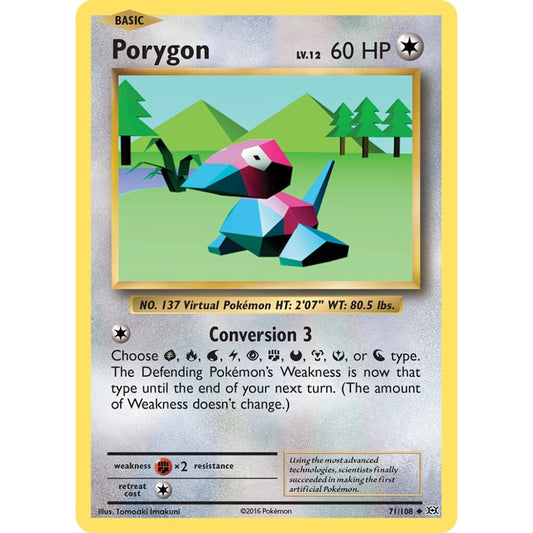 Porygon Uncommon 71/108 Pokemon Card Game Evolutions