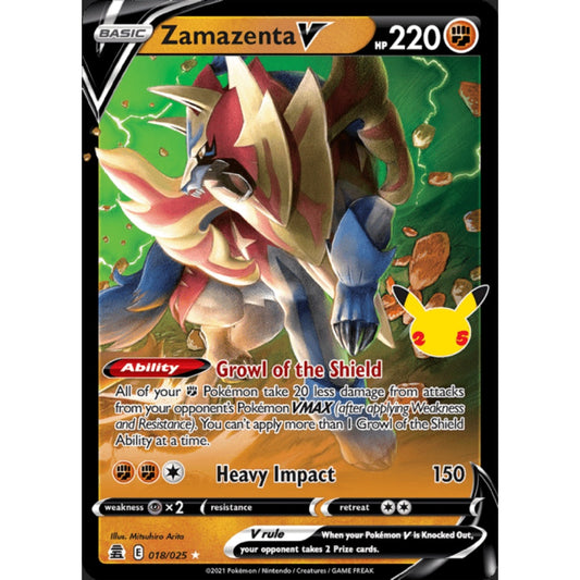 Zamazenta V Double Rare 018/025 Pokemon Card Game Celebrations