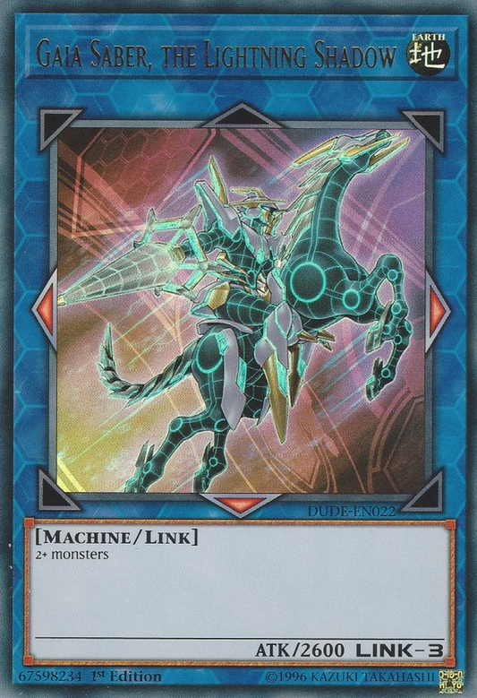Gaia Saber, the Lightning Shadow DUDE-EN022 Ultra Ultra Rare Yu-Gi-Oh Duel Devastator in Art