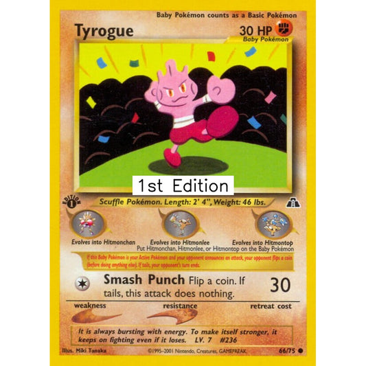 Tyrogue Common 66/75 Pokemon Card Game Neo Discovery
