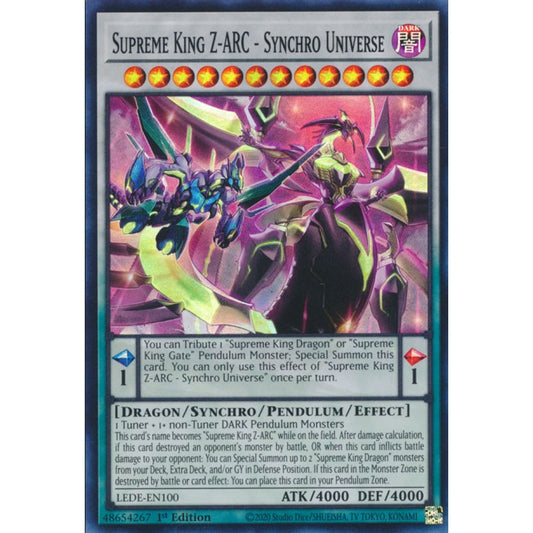 Supreme King Z-ARC - Synchro Universe, LEDE-EN100, Super Rare, Yu-Gi-Oh!, Legacy of Destruction