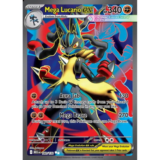 Mega Lucario ex Ultra Rare 160/132 Pokemon Card Game Mega Evolution