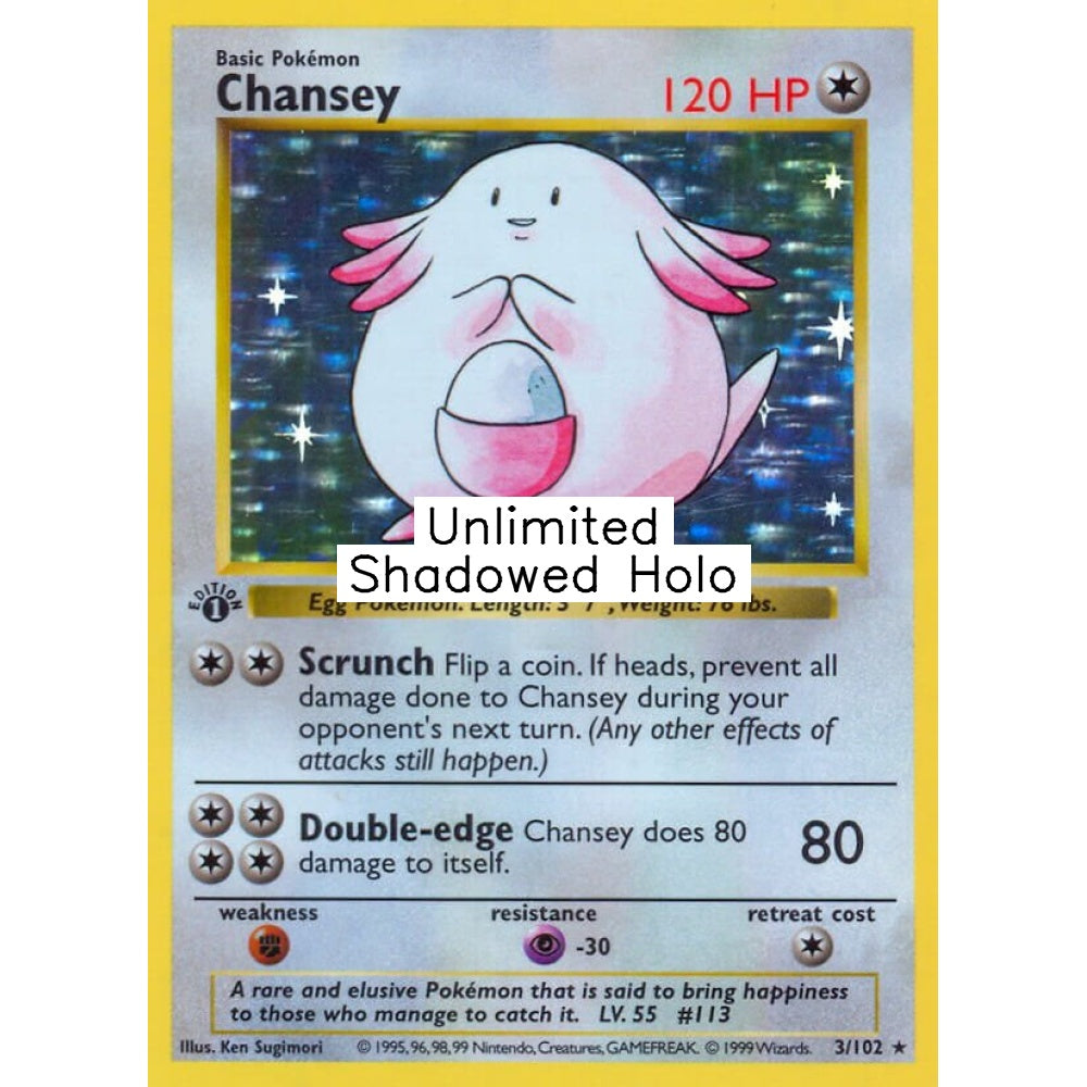 Chansey Rare Holo 3/102 Pokemon Card Game Base Set