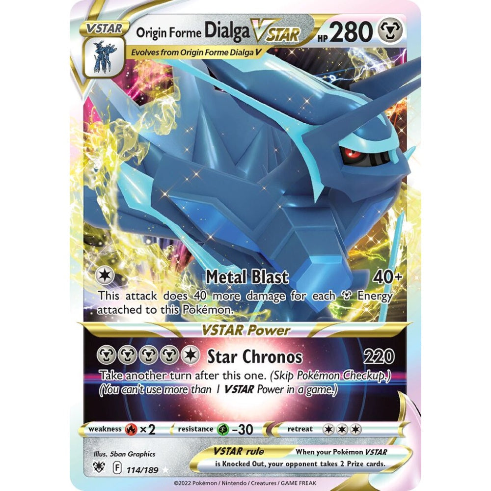 Origin Forme Dialga VSTAR Holo Rare VSTAR 114/189 Pokemon Card Game Astral Radiance