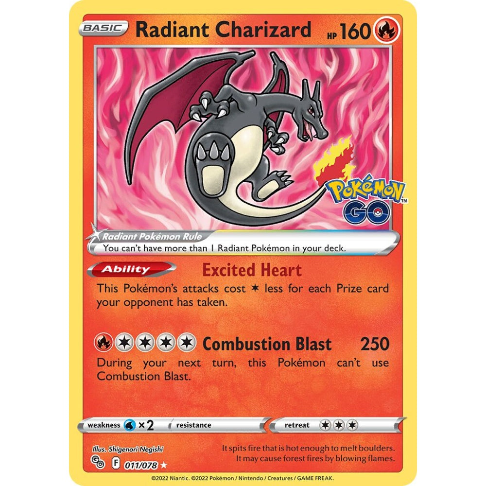 Radiant Charizard Radiant Rare 011/078 Pokemon Card Game Pokémon GO