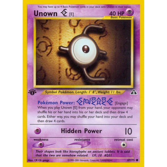 Unown [E] Common 67/75 Pokemon Card Game Neo Discovery