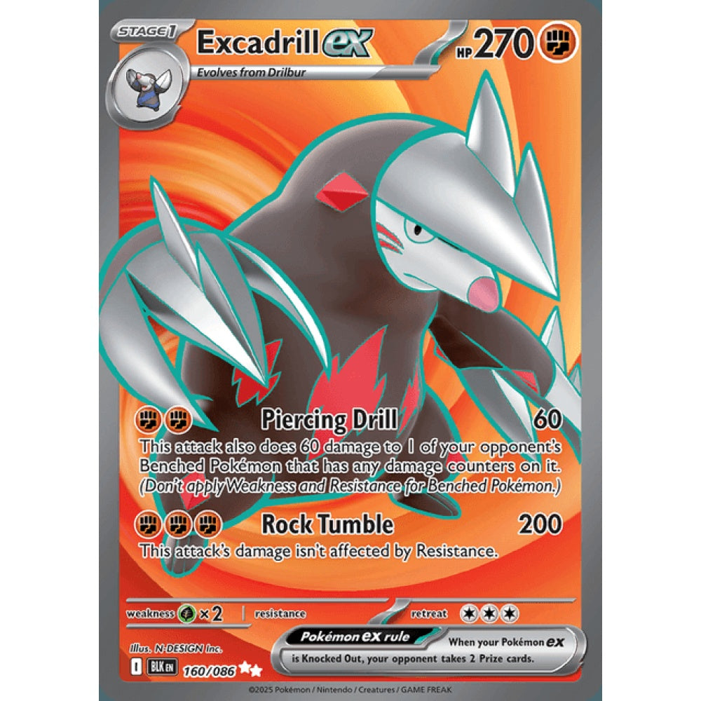 Excadrill ex Full Art 160/086 Pokemon Card Game Black Bolt