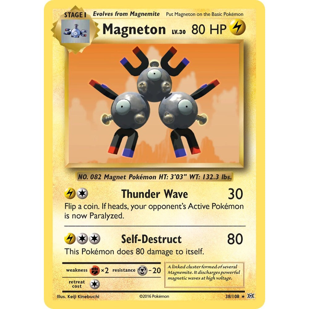 Magneton Rare Holo 38/108 Pokemon Card Game Evolutions