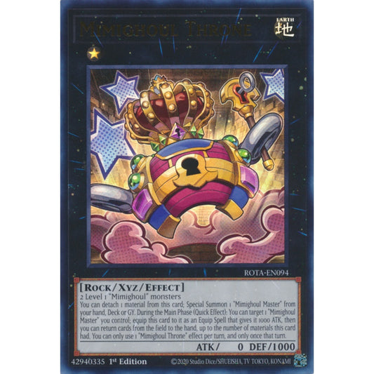 Mimighoul Throne ROTA-EN094 QCR Quarter Century Secret Rare Yu-Gi-Oh Rage of the Abyss in Art