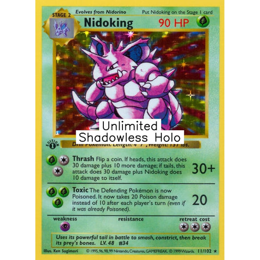 Nidoking Rare Holo 11/102 Pokemon Card Game Base Set