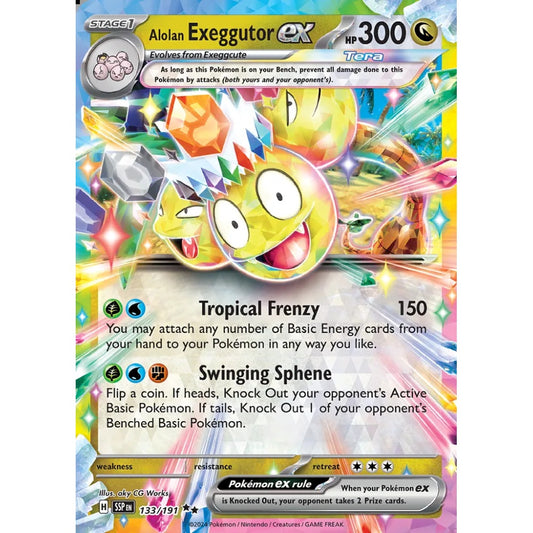 Alolan Exeggutor ex Double Rare 133/191 Pokemon Card Game Surging Sparks