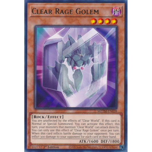 Clear Rage Golem MZTM-EN038 Rare Rare Yu-Gi-Oh Maze of the Master in Art