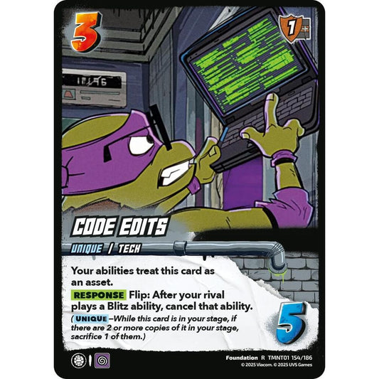 Code Edits 154/186 TMNT01 Universus Teenage Mutant Ninja Turtles Foundation R